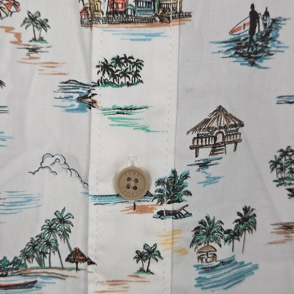Tommy Bahama Boston Red Sox Shirt Mens Medium White Tropical MLB Button Down NEW